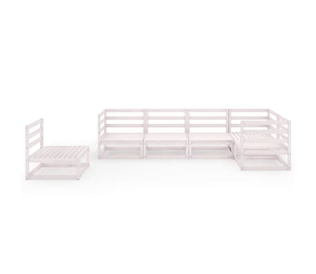 vidaXL Salon de jardin 6 pcs blanc bois de pin massif