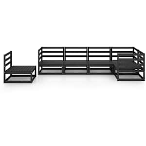 vidaXL Sodo poilsio baldų komplektas, 6 dalių, juodas, pu&scaron;ies masyvas