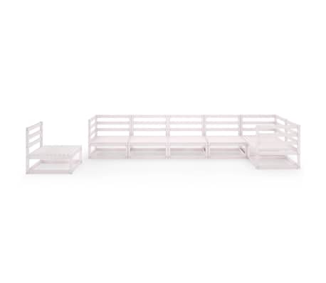 vidaXL Salon de jardin 7 pcs Blanc Bois de pin massif
