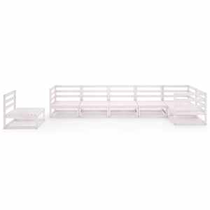 vidaXL Salon de jardin 7 pcs Blanc Bois de pin massif