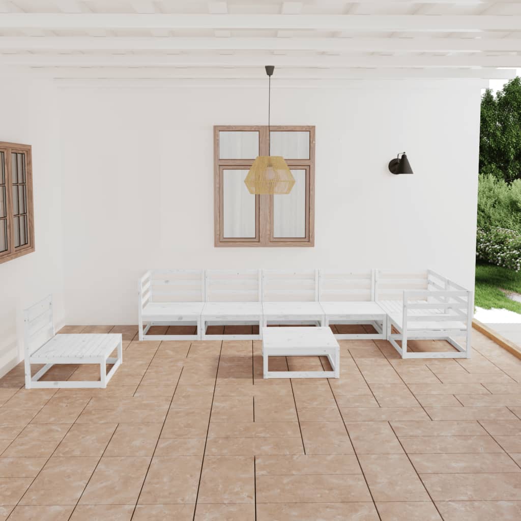 8-tlg. Garten-Lounge-Set Weiß Kiefer Massivholz kaufen
