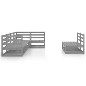 vidaXL Sodo poilsio baldų komplektas, 7 dalių, pilkas, pu&scaron;ies masyvas