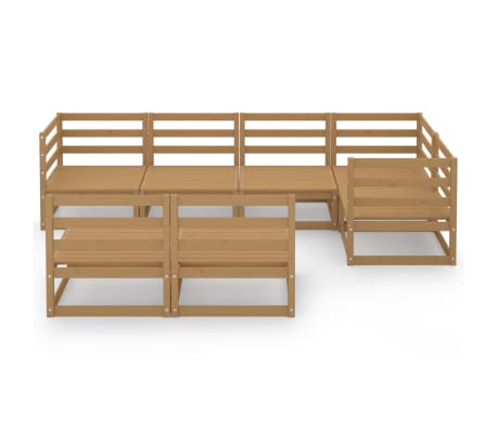 vidaXL 7-osainen Puutarhasohvasarja hunajanruskea t&auml;ysi m&auml;nty