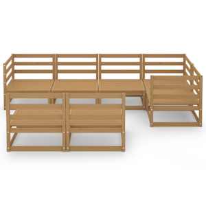 vidaXL 7-osainen Puutarhasohvasarja hunajanruskea t&auml;ysi m&auml;nty