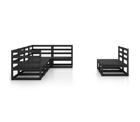 vidaXL Sodo poilsio baldų komplektas, 7 dalių, juodas, pu&scaron;ies masyvas