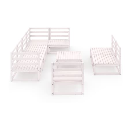 vidaXL Sodo poilsio baldų komplektas, 8 dalių, baltas, pu&scaron;ies masyvas