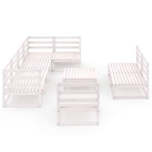 vidaXL Sodo poilsio baldų komplektas, 8 dalių, baltas, pu&scaron;ies masyvas