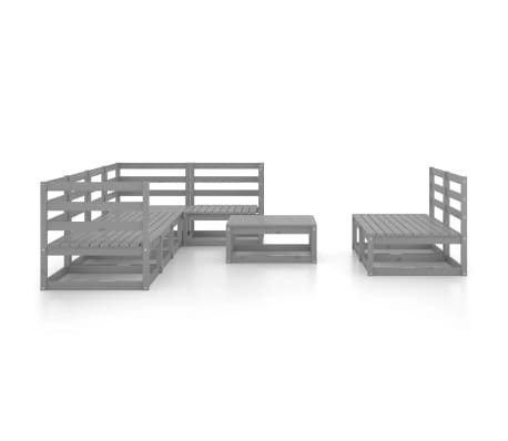 vidaXL Sodo poilsio baldų komplektas, 8 dalių, pilkas, pu&scaron;ies masyvas