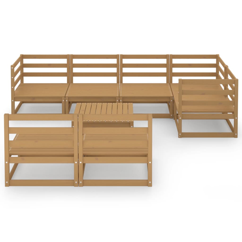 

vidaXL 8-delige Loungeset massief grenenhout honingbruin