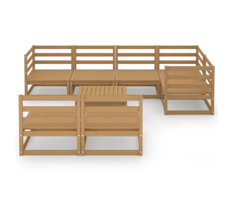 vidaXL Sodo poilsio baldų komplektas, 8 dalių, rudas, pu&scaron;ies masyvas