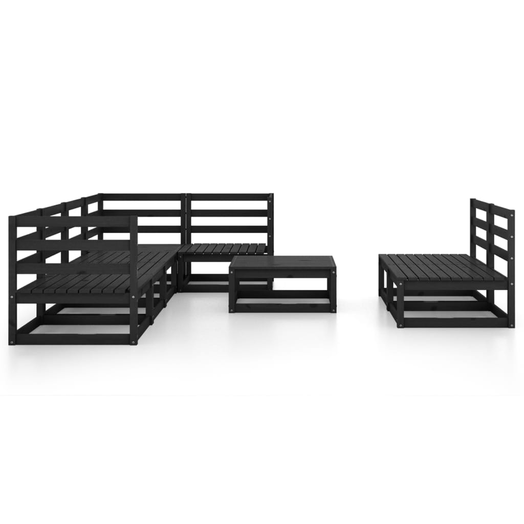 

vidaXL 8-delige Loungeset massief grenenhout zwart