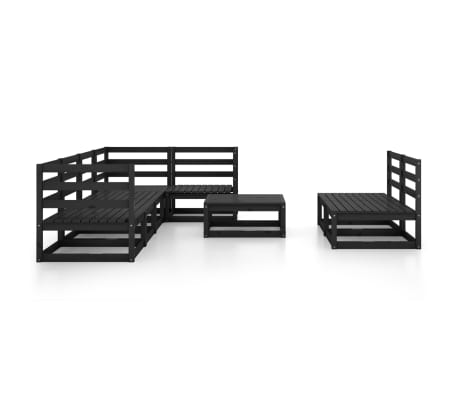 vidaXL Sodo poilsio baldų komplektas, 8 dalių, juodas, pu&scaron;ies masyvas