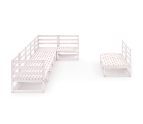 vidaXL Sodo poilsio baldų komplektas, 8 dalių, baltas, pu&scaron;ies masyvas