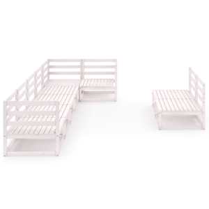 vidaXL Sodo poilsio baldų komplektas, 8 dalių, baltas, pu&scaron;ies masyvas