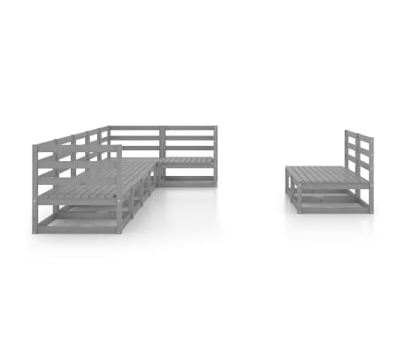 vidaXL Sodo poilsio baldų komplektas, 8 dalių, pilkas, pu&scaron;ies masyvas