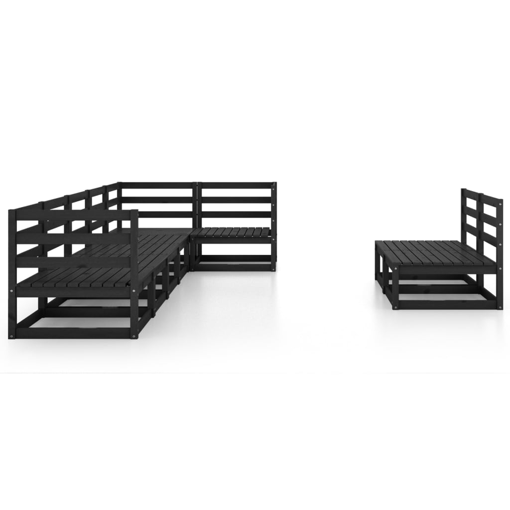 

vidaXL 8-delige Loungeset massief grenenhout zwart