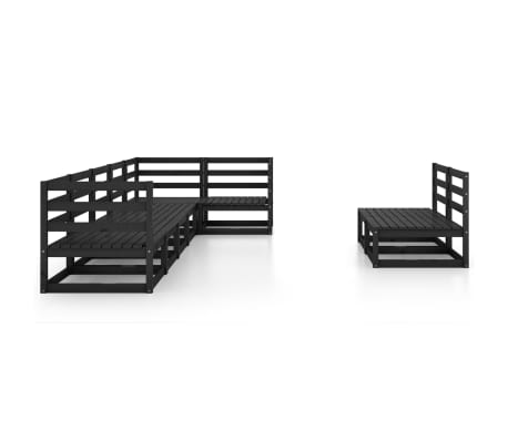 vidaXL Sodo poilsio baldų komplektas, 8 dalių, juodas, pu&scaron;ies masyvas