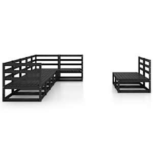 vidaXL Sodo poilsio baldų komplektas, 8 dalių, juodas, pu&scaron;ies masyvas