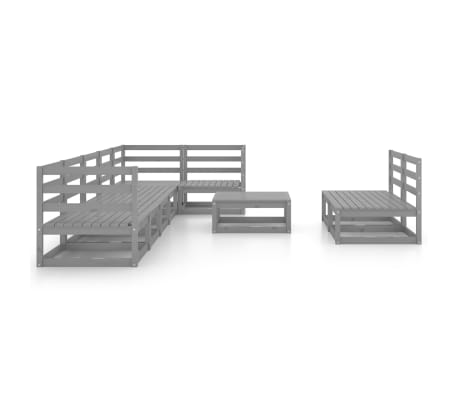 vidaXL Sodo poilsio baldų komplektas, 9 dalių, pilkas, pu&scaron;ies masyvas