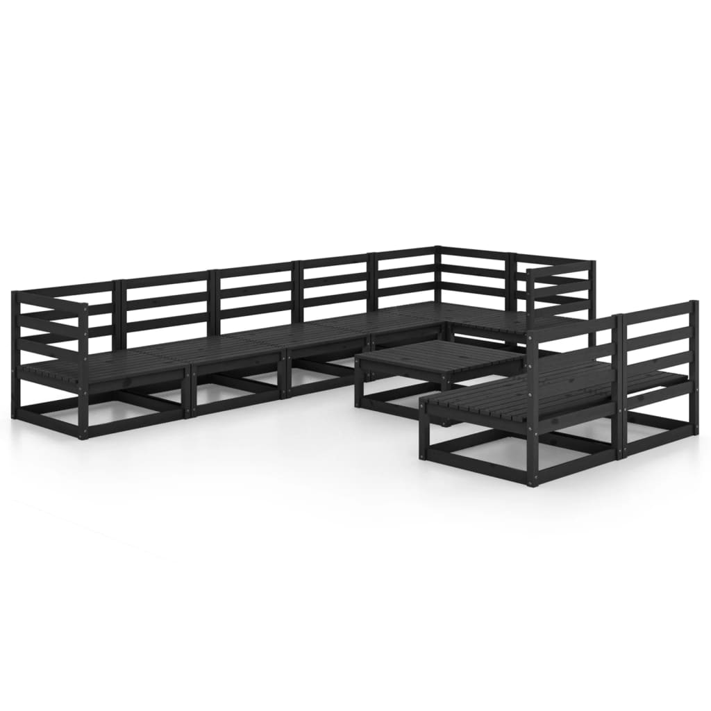 Thumbnail - vidaXL 9-tlg. Garten-Lounge-Set Schwarz Massivholz Kiefer