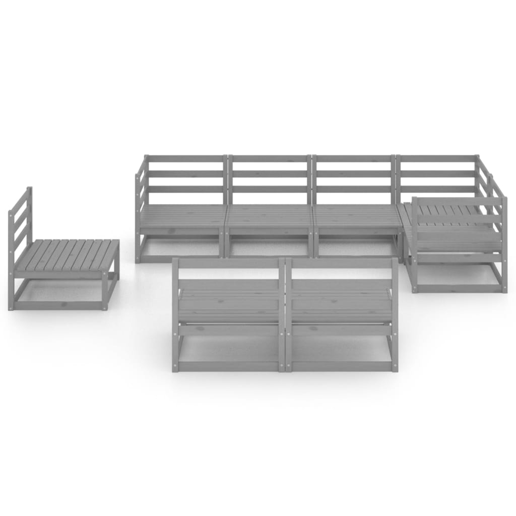 vidaXL 8-delige Loungeset massief grenenhout grijs afbeelding