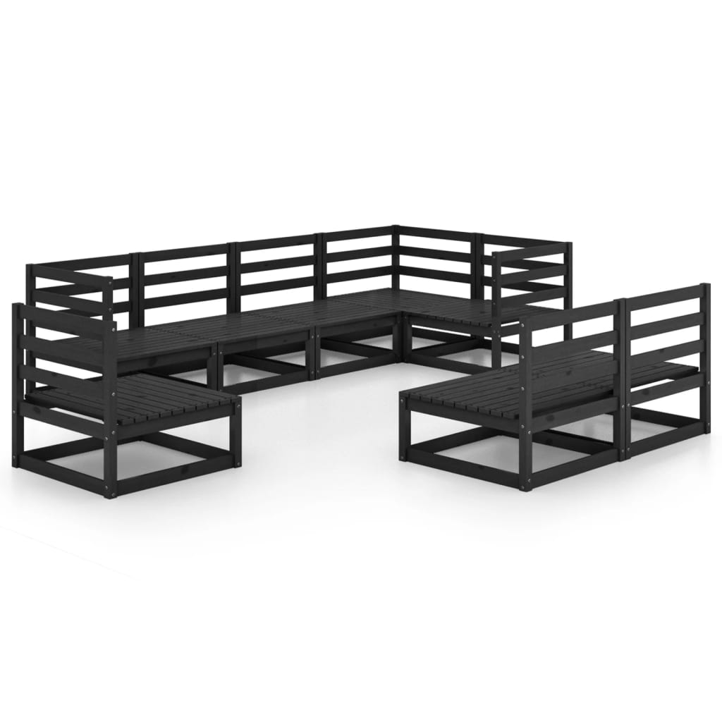 Thumbnail - vidaXL 8-tlg. Garten-Lounge-Set Schwarz Massivholz Kiefer