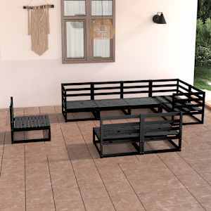 8dílná zahradní sedací souprava černá masivní borovice