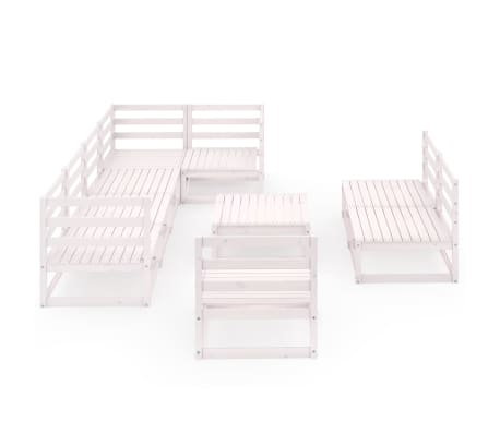 vidaXL Sodo poilsio baldų komplektas, 9 dalių, baltas, pu&scaron;ies masyvas