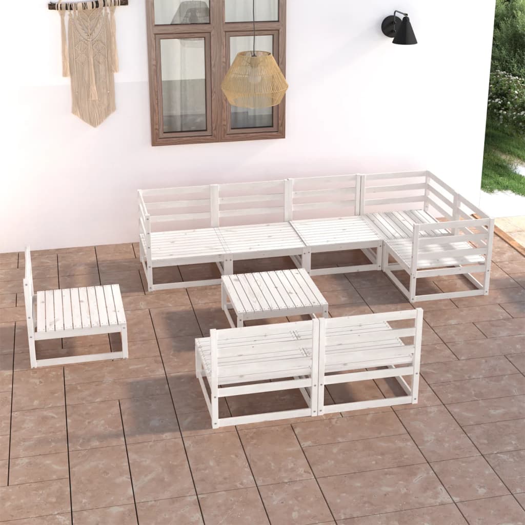 9-tlg. Garten-Lounge-Set Weiß Kiefer Massivholz kaufen