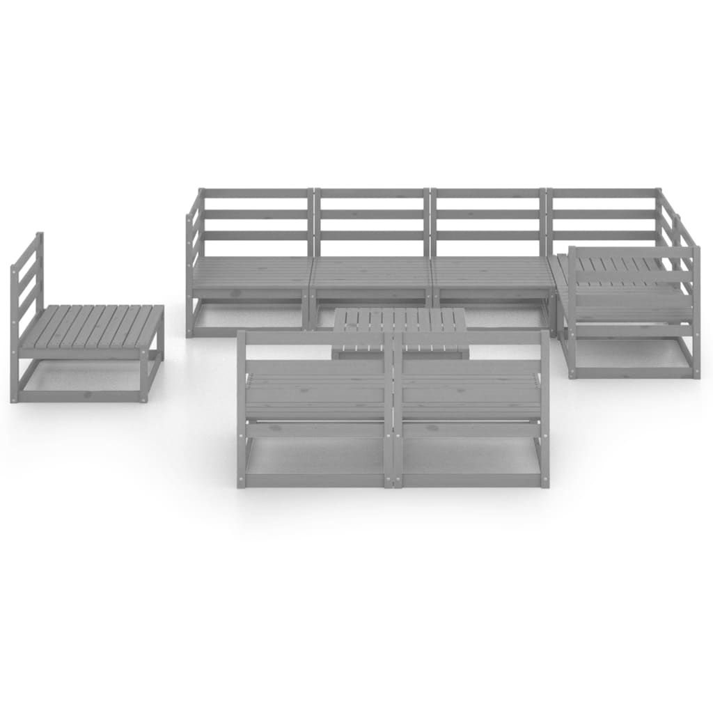 

vidaXL 9-delige Loungeset massief grenenhout grijs