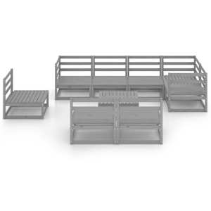 vidaXL Sodo poilsio baldų komplektas, 9 dalių, pilkas, pu&scaron;ies masyvas