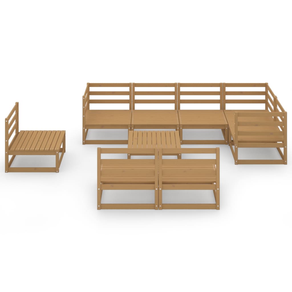 

vidaXL 9-delige Loungeset massief grenenhout honingbruin