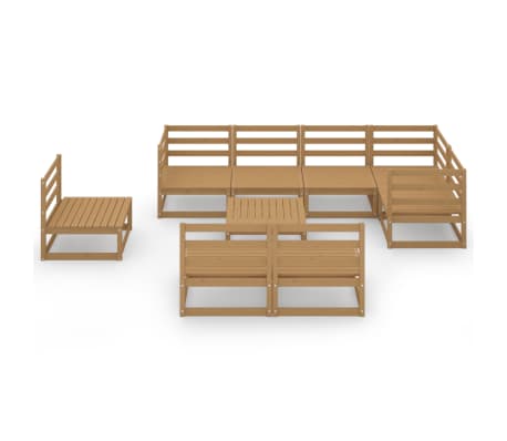 vidaXL 9-tlg. Garten-Lounge-Set Honigbraun Massivholz Kiefer