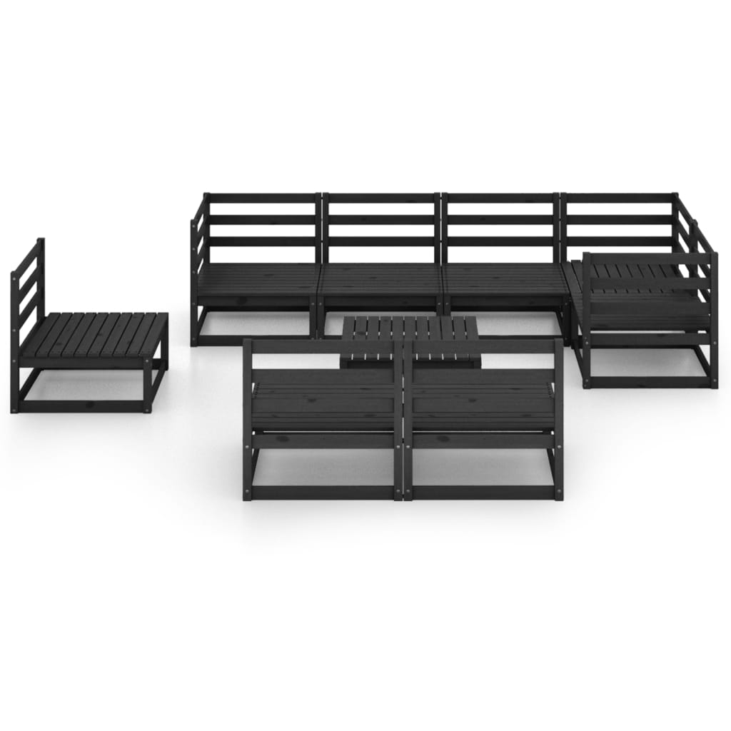 vidaXL 9-delige Loungeset massief grenenhout zwart afbeelding