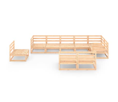 vidaXL Sodo poilsio baldų komplektas, 9 dalių, pu&scaron;ies medienos masyvas