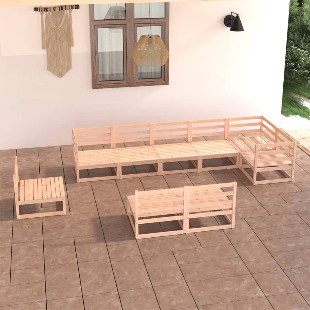 vidaXL 9-tlg. Garten-Lounge-Set Massivholz Kiefer