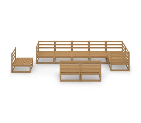 vidaXL Salon de jardin 9 pcs marron miel bois de pin massif