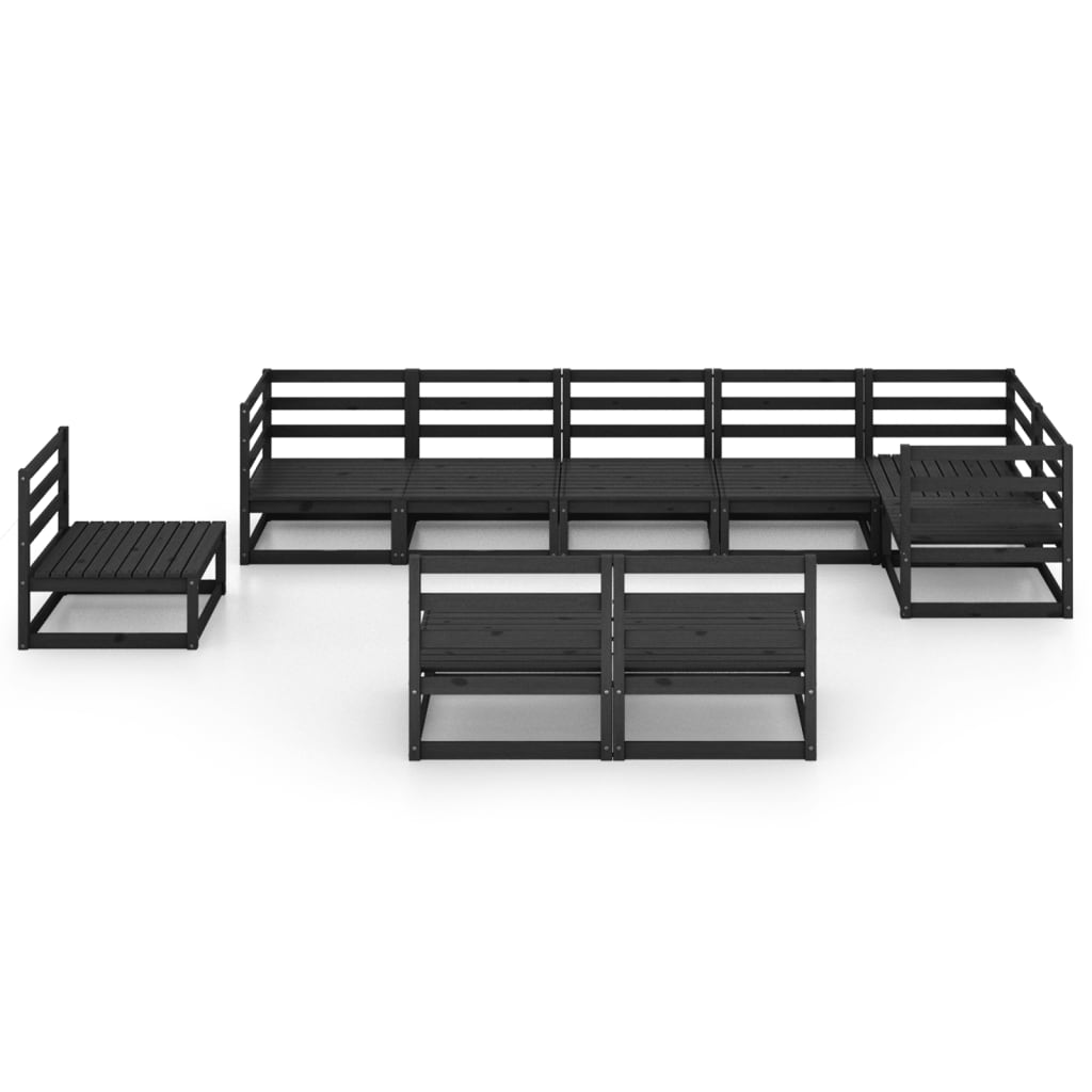 

vidaXL 9-delige Loungeset massief grenenhout zwart