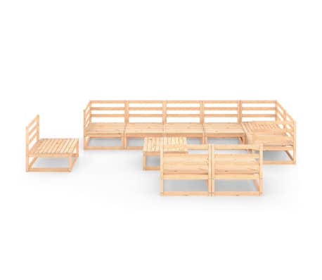 vidaXL 10-tlg. Garten-Lounge-Set Massivholz Kiefer