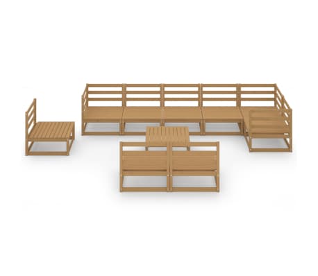 vidaXL 10-tlg. Garten-Lounge-Set Honigbraun Massivholz Kiefer