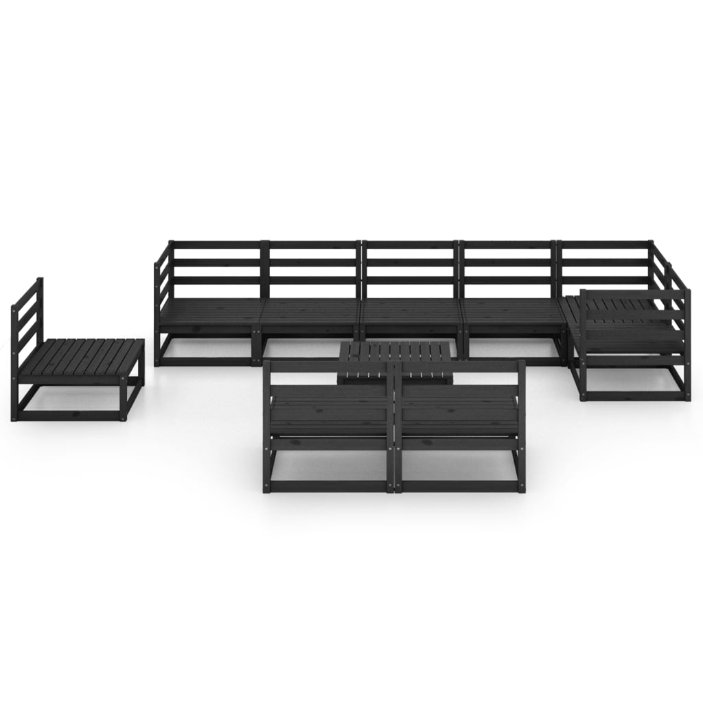 

vidaXL 10-delige Loungeset massief grenenhout zwart