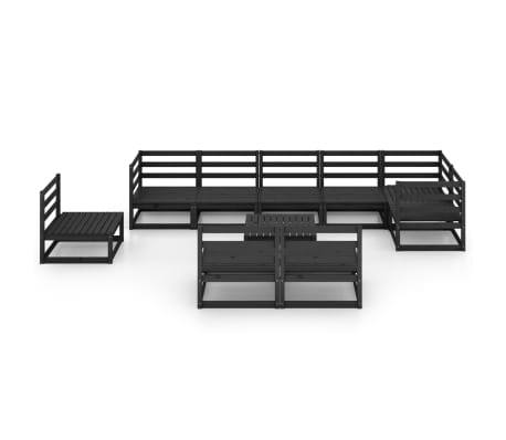 vidaXL 10-tlg. Garten-Lounge-Set Schwarz Massivholz Kiefer