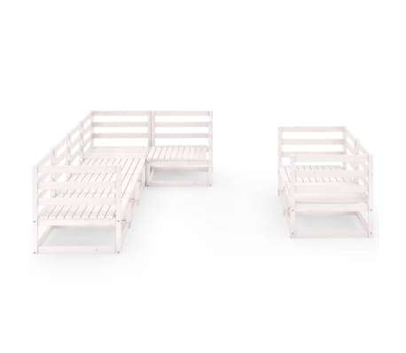 vidaXL Sodo poilsio baldų komplektas, 7 dalių, baltas, pu&scaron;ies masyvas