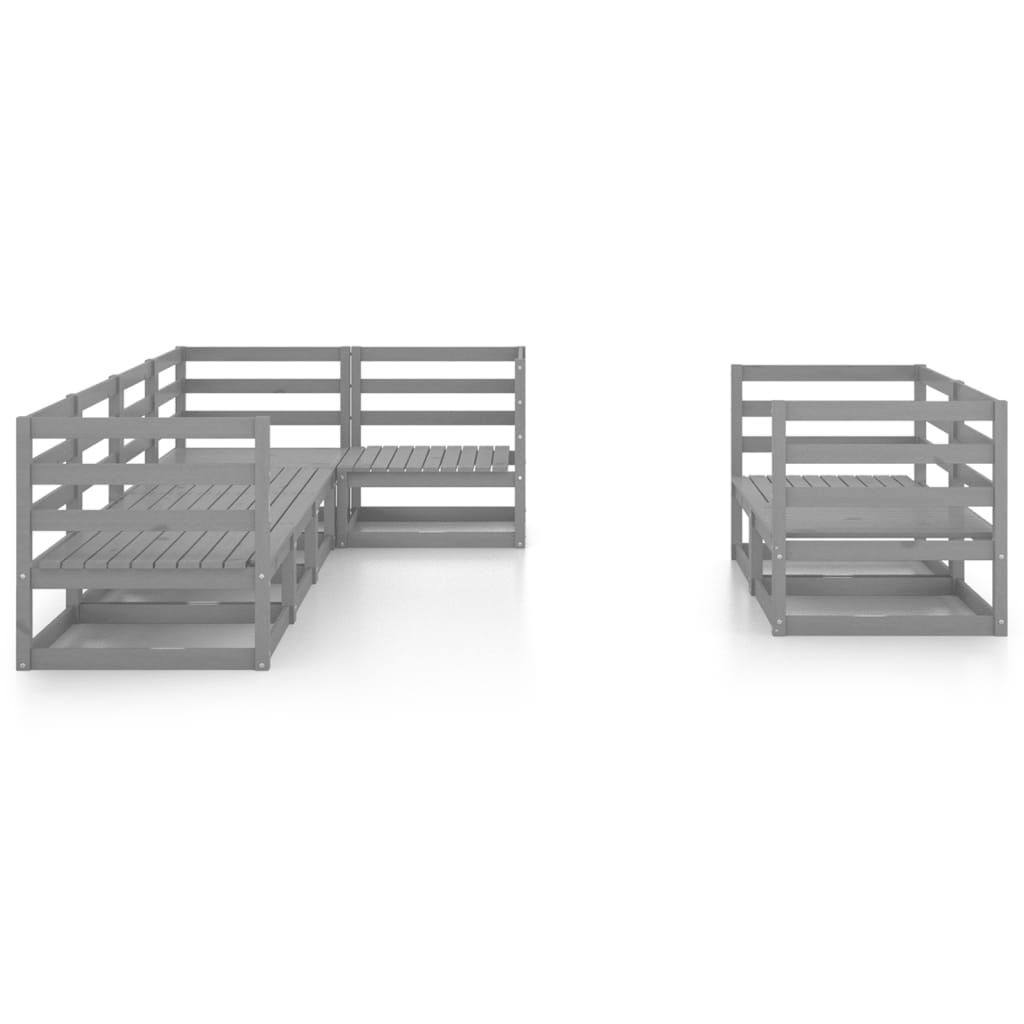 

vidaXL 7-delige Loungeset massief grenenhout grijs