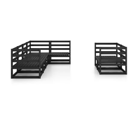 vidaXL Sodo poilsio baldų komplektas, 7 dalių, juodas, pu&scaron;ies masyvas