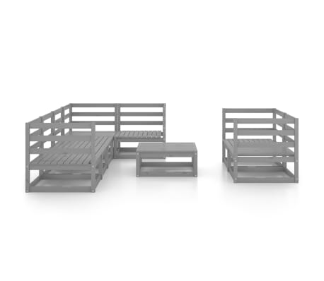 vidaXL 8-tlg. Garten-Lounge-Set Grau Massivholz Kiefer