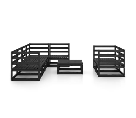 vidaXL 8-osainen Puutarhasohvasarja musta t&auml;ysi m&auml;nty