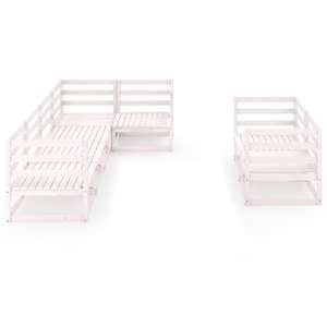 vidaXL Hagesofagruppe 8 deler hvit heltre furu