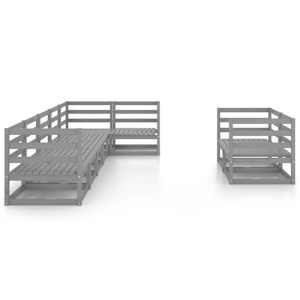 vidaXL Sodo poilsio baldų komplektas, 8 dalių, pilkas, pu&scaron;ies masyvas