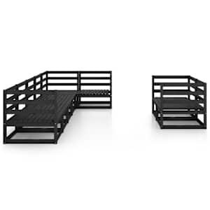 vidaXL Sodo poilsio komplektas, 8 dalių, juodas, pu&scaron;ies masyvas